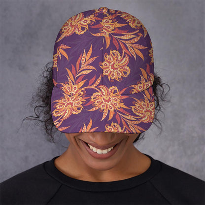Tangerine Floral Bohemian Pattern Print Baseball Cap