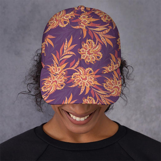 Tangerine Floral Bohemian Pattern Print Baseball Cap