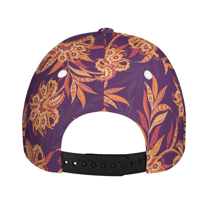 Tangerine Floral Bohemian Pattern Print Baseball Cap