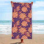 Tangerine Floral Bohemian Pattern Print Beach Towel