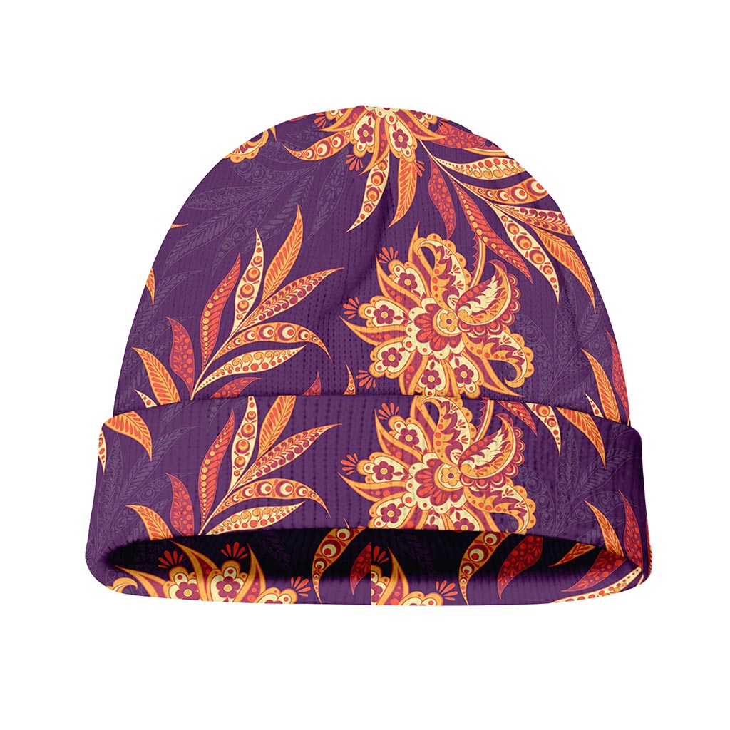 Tangerine Floral Bohemian Pattern Print Beanie