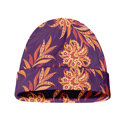 Tangerine Floral Bohemian Pattern Print Beanie