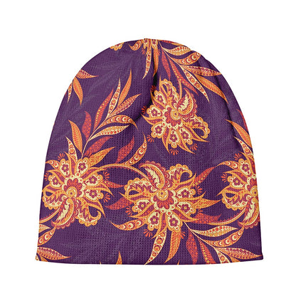 Tangerine Floral Bohemian Pattern Print Beanie
