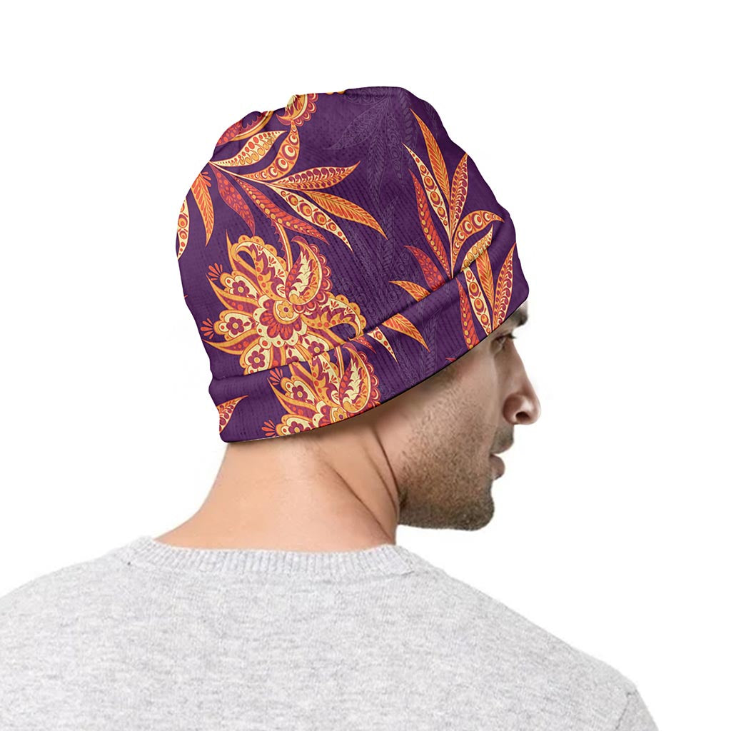 Tangerine Floral Bohemian Pattern Print Beanie