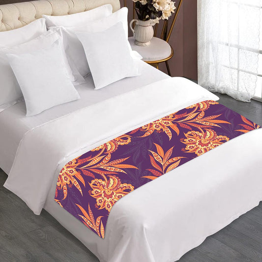 Tangerine Floral Bohemian Pattern Print Bed Runner