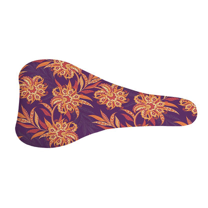 Tangerine Floral Bohemian Pattern Print Bicycle Seat Cover