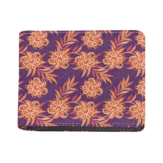 Tangerine Floral Bohemian Pattern Print Bifold Wallet