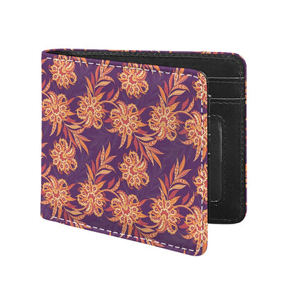 Tangerine Floral Bohemian Pattern Print Bifold Wallet