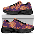 Tangerine Floral Bohemian Pattern Print Black Chunky Shoes