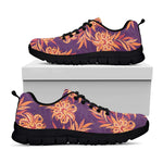Tangerine Floral Bohemian Pattern Print Black Running Shoes