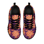 Tangerine Floral Bohemian Pattern Print Black Running Shoes