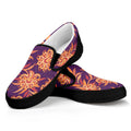 Tangerine Floral Bohemian Pattern Print Black Slip On Sneakers