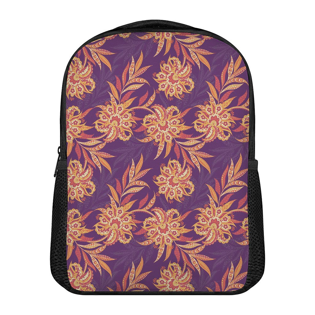 Tangerine Floral Bohemian Pattern Print Casual Backpack