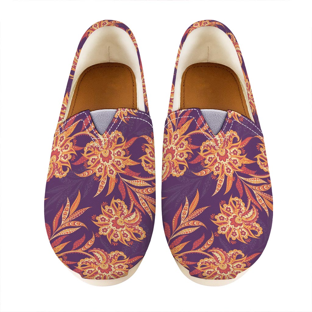 Tangerine Floral Bohemian Pattern Print Casual Shoes