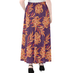 Tangerine Floral Bohemian Pattern Print Chiffon Maxi Skirt