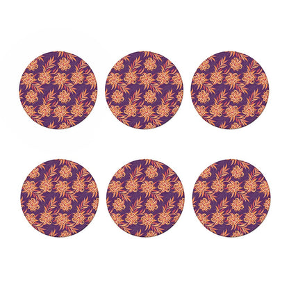 Tangerine Floral Bohemian Pattern Print Coaster Set