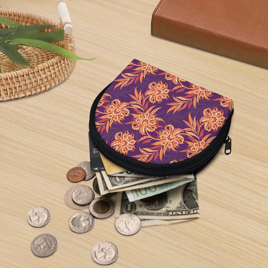 Tangerine Floral Bohemian Pattern Print Coin Purse