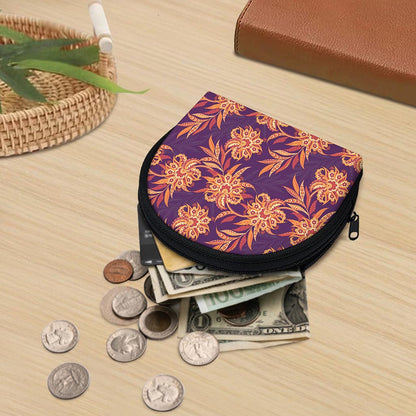 Tangerine Floral Bohemian Pattern Print Coin Purse