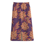 Tangerine Floral Bohemian Pattern Print Cotton Front Slit Maxi Skirt