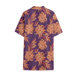 Tangerine Floral Bohemian Pattern Print Cotton Hawaiian Shirt