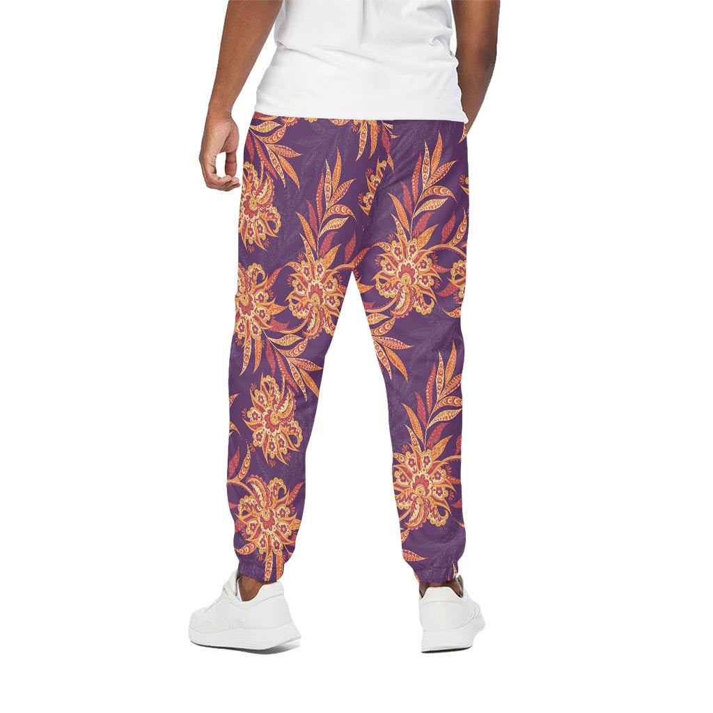 Tangerine Floral Bohemian Pattern Print Cotton Pants