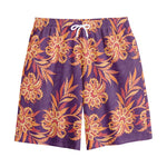 Tangerine Floral Bohemian Pattern Print Cotton Shorts