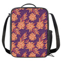 Tangerine Floral Bohemian Pattern Print Crossbody Lunch Bag
