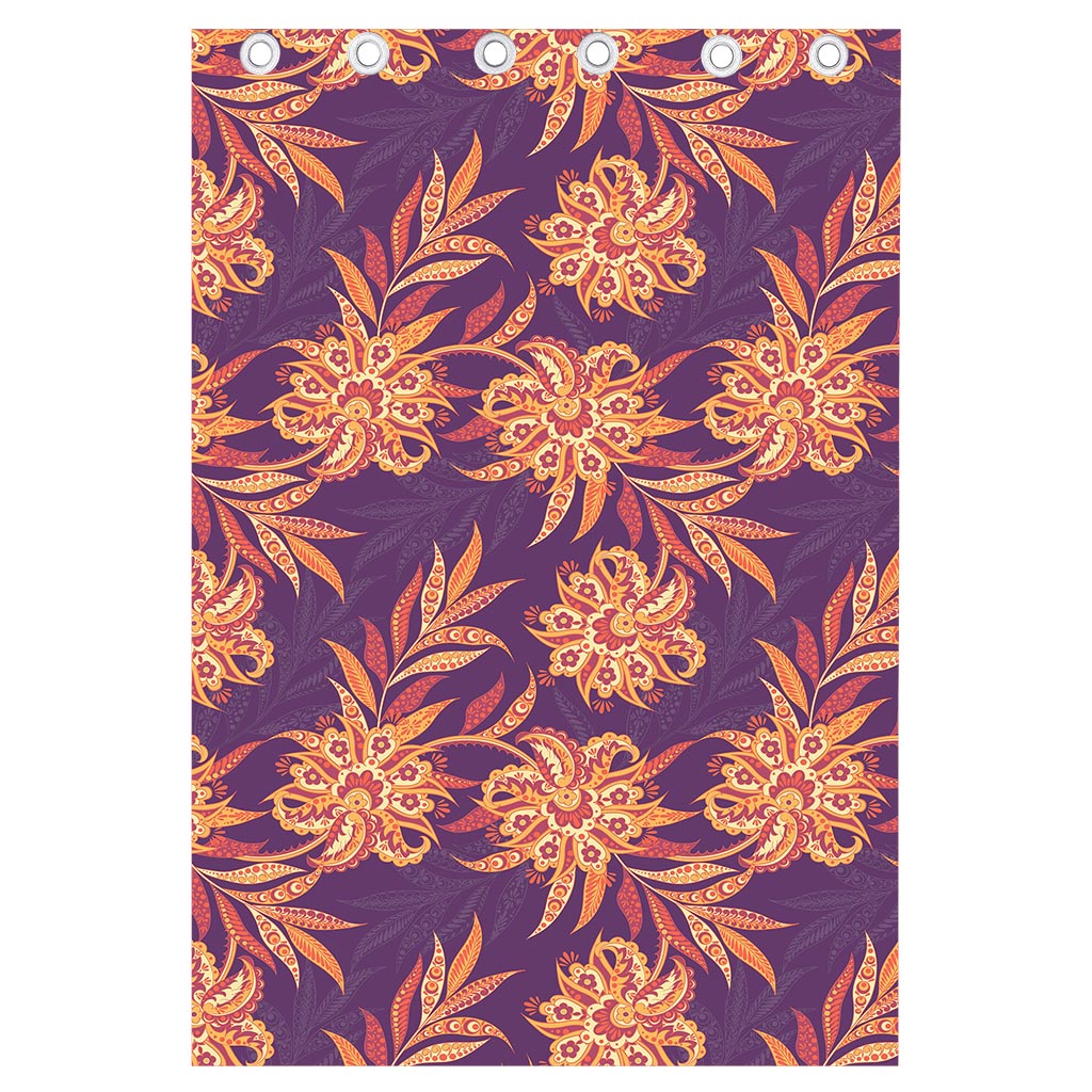 Tangerine Floral Bohemian Pattern Print Curtain