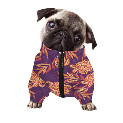 Tangerine Floral Bohemian Pattern Print Dog Zip Up Jacket
