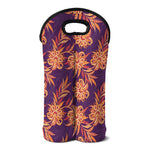 Tangerine Floral Bohemian Pattern Print Double Neoprene Wine Tote