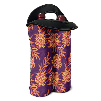Tangerine Floral Bohemian Pattern Print Double Neoprene Wine Tote