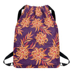 Tangerine Floral Bohemian Pattern Print Drawstring Backpack