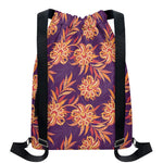 Tangerine Floral Bohemian Pattern Print Drawstring Backpack