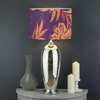 Tangerine Floral Bohemian Pattern Print Drum Lamp Shade