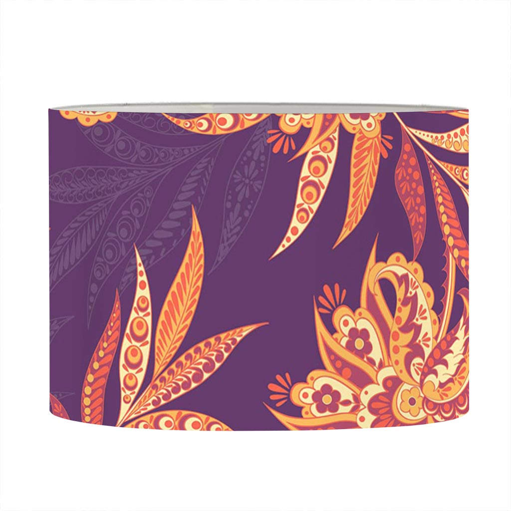 Tangerine Floral Bohemian Pattern Print Drum Lamp Shade