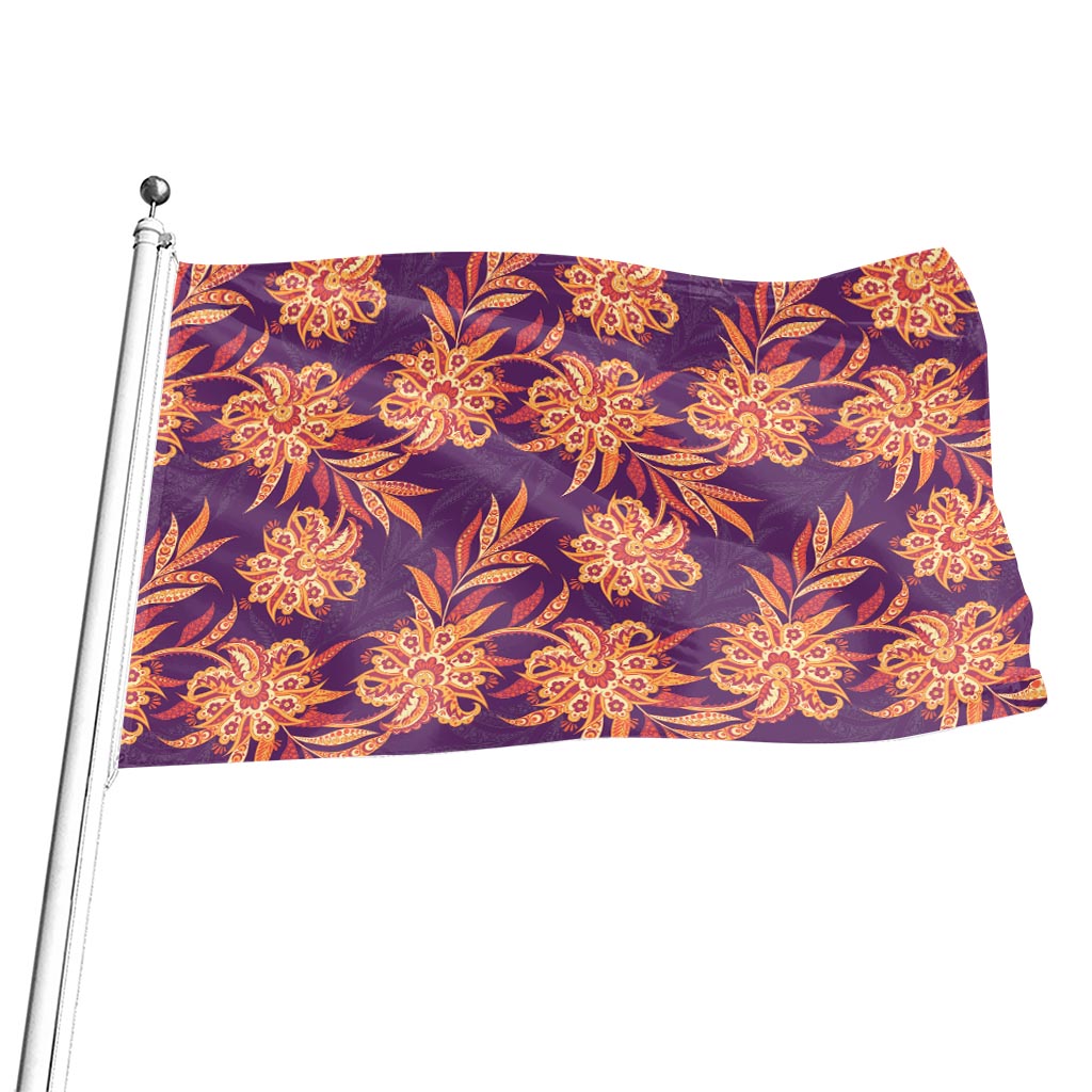 Tangerine Floral Bohemian Pattern Print Flag