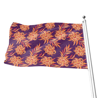Tangerine Floral Bohemian Pattern Print Flag