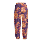 Tangerine Floral Bohemian Pattern Print Fleece Lined Knit Pants
