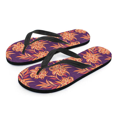 Tangerine Floral Bohemian Pattern Print Flip Flops