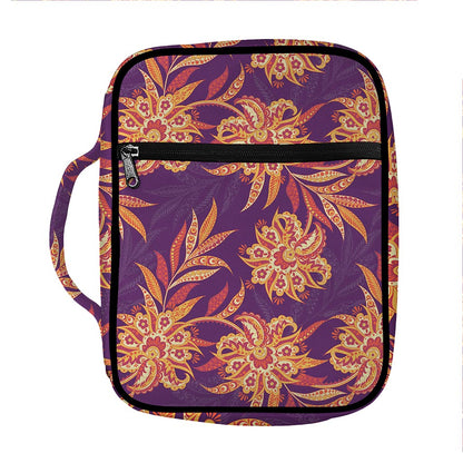 Tangerine Floral Bohemian Pattern Print Front Pocket Bible Bag