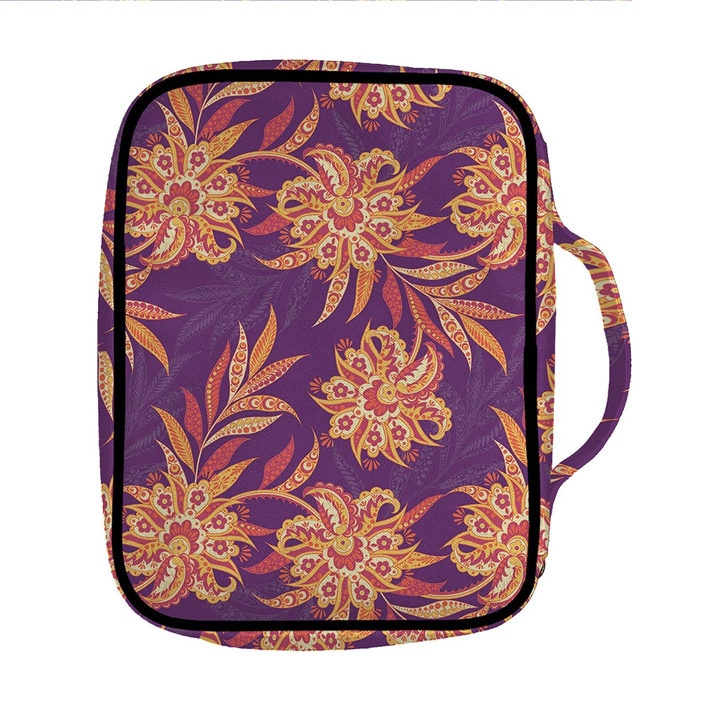 Tangerine Floral Bohemian Pattern Print Front Pocket Bible Bag
