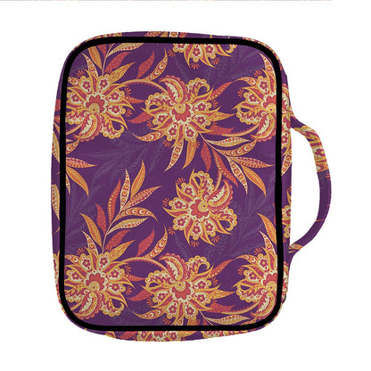 Tangerine Floral Bohemian Pattern Print Front Pocket Bible Bag