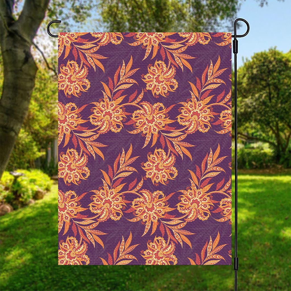 Tangerine Floral Bohemian Pattern Print Garden Flag