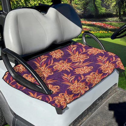 Tangerine Floral Bohemian Pattern Print Golf Cart Seat Cover