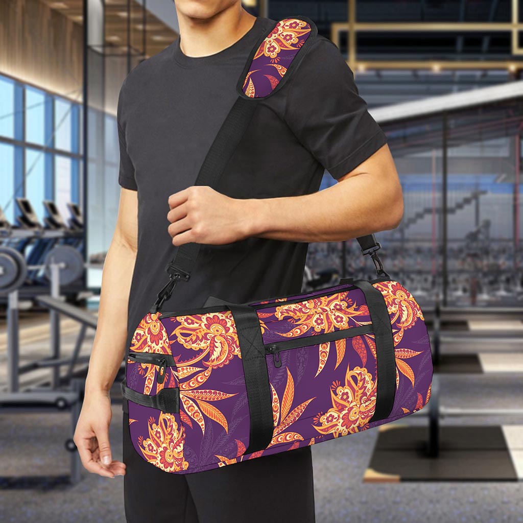 Tangerine Floral Bohemian Pattern Print Gym Bag