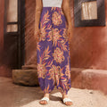 Tangerine Floral Bohemian Pattern Print Harem Pants
