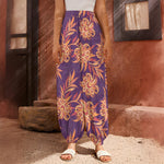 Tangerine Floral Bohemian Pattern Print Harem Pants