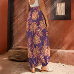 Tangerine Floral Bohemian Pattern Print Harem Pants
