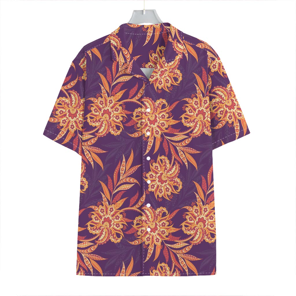 Tangerine Floral Bohemian Pattern Print Hawaiian Shirt