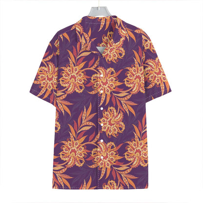 Tangerine Floral Bohemian Pattern Print Hawaiian Shirt